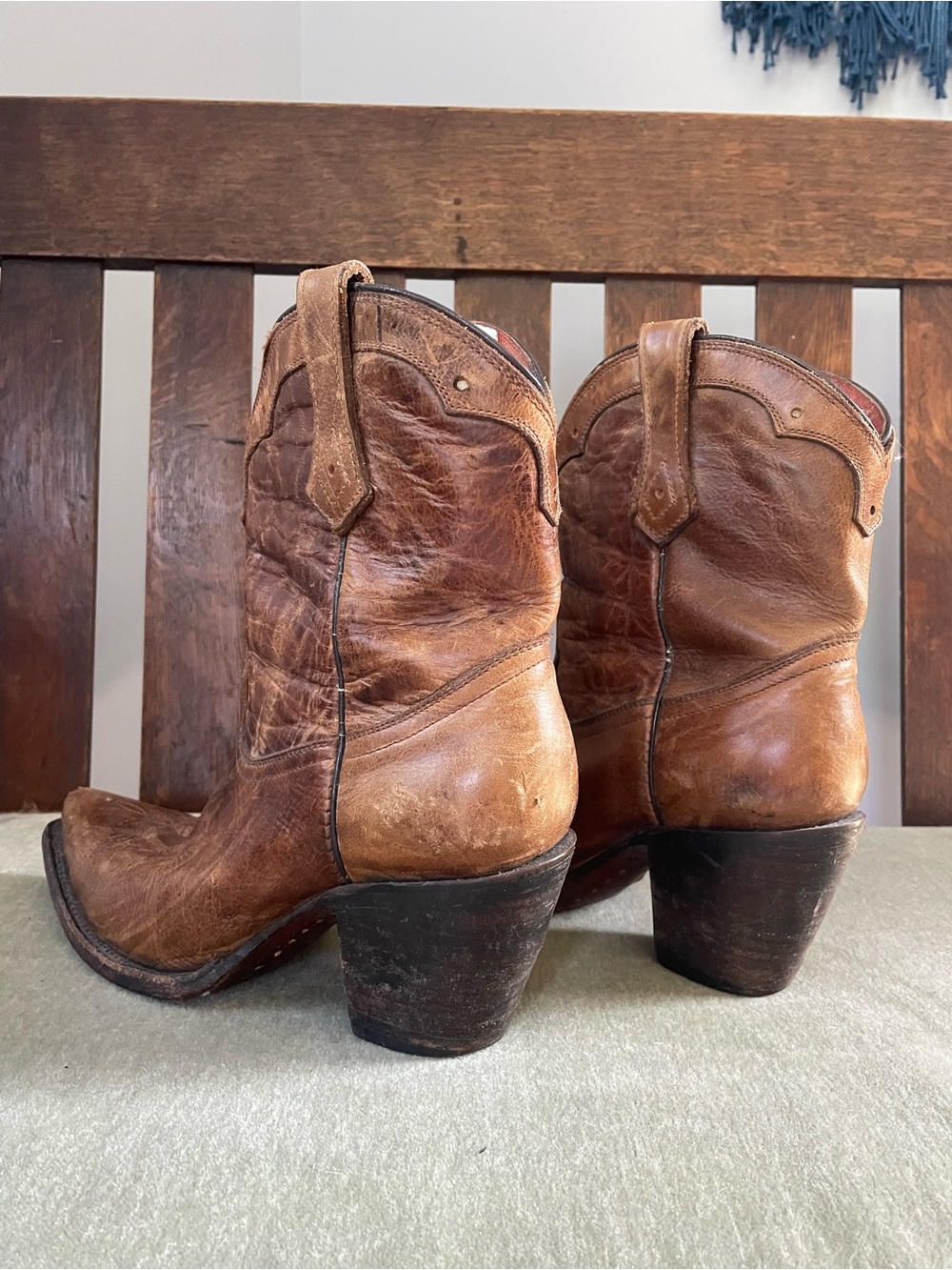 Women’s Brown Leather Heeled Western Boots - Picture 3 of 7